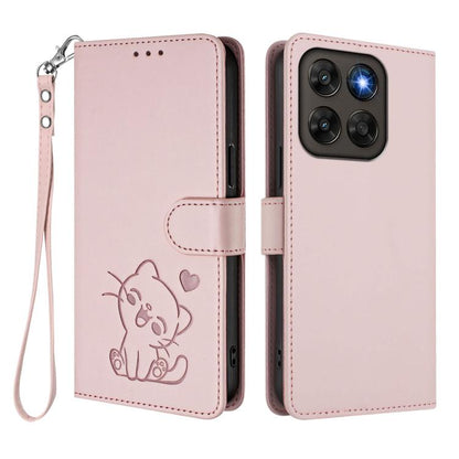 Embossed Heart Cat Leather Phone Case with Hand Strap, For Motorola Moto G Max / G87 / G77 / G67, For Motorola Moto G47 5G / G37 / G37 Power 5G, For Motorola Edge 70 Pro 5G, For Motorola Moto X70 Air Pro / Signature 5G                                  ...