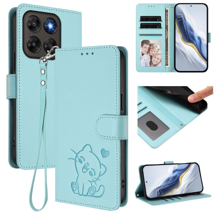 Embossed Heart Cat Leather Phone Case with Hand Strap, For Motorola Moto G Max / G87 / G77 / G67, For Motorola Moto G47 5G / G37 / G37 Power 5G, For Motorola Edge 70 Pro 5G, For Motorola Moto X70 Air Pro / Signature 5G                                  ...