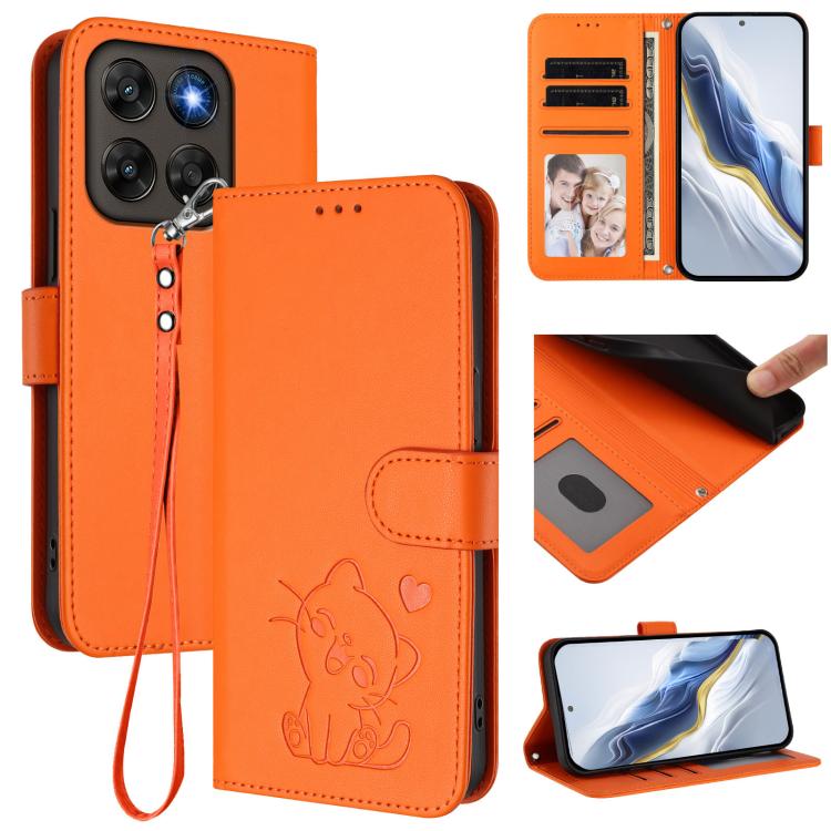 Embossed Heart Cat Leather Phone Case with Hand Strap, For Motorola Moto G Max / G87 / G77 / G67, For Motorola Moto G47 5G / G37 / G37 Power 5G, For Motorola Edge 70 Pro 5G, For Motorola Moto X70 Air Pro / Signature 5G                                  ...