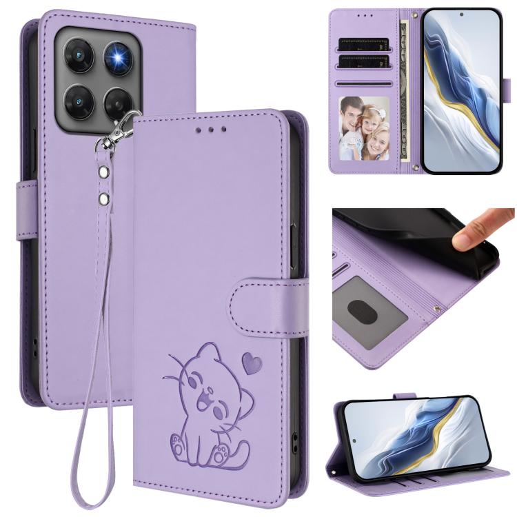 Embossed Heart Cat Leather Phone Case with Hand Strap, For Motorola Moto G Max / G87 / G77 / G67, For Motorola Moto G47 5G / G37 / G37 Power 5G, For Motorola Edge 70 Pro 5G, For Motorola Moto X70 Air Pro / Signature 5G                                  ...