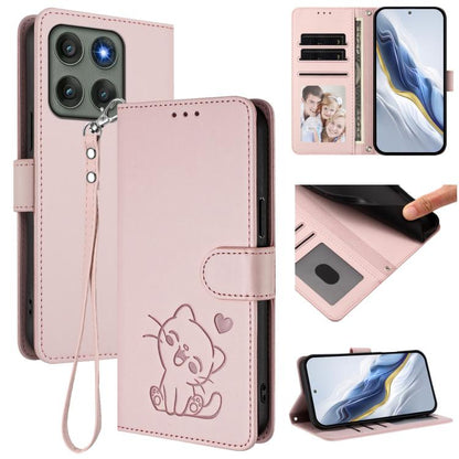 Embossed Heart Cat Leather Phone Case with Hand Strap, For Motorola Moto G Max / G87 / G77 / G67, For Motorola Moto G47 5G / G37 / G37 Power 5G, For Motorola Edge 70 Pro 5G, For Motorola Moto X70 Air Pro / Signature 5G                                  ...