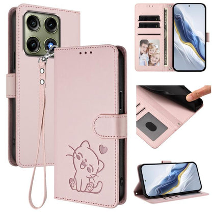 Embossed Heart Cat Leather Phone Case with Hand Strap, For Motorola Moto G Max / G87 / G77 / G67, For Motorola Moto G47 5G / G37 / G37 Power 5G, For Motorola Edge 70 Pro 5G, For Motorola Moto X70 Air Pro / Signature 5G                                  ...