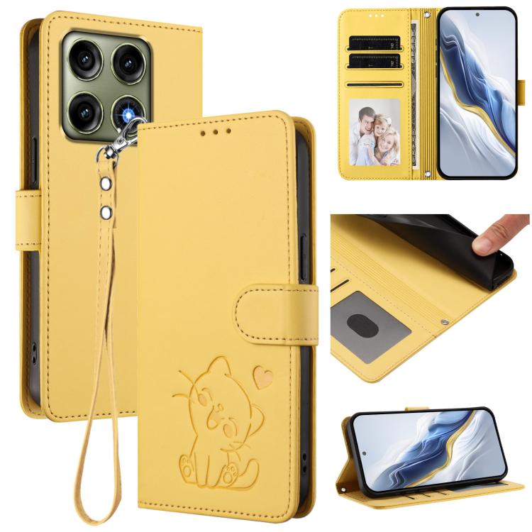 Embossed Heart Cat Leather Phone Case with Hand Strap, For Motorola Moto G Max / G87 / G77 / G67, For Motorola Moto G47 5G / G37 / G37 Power 5G, For Motorola Edge 70 Pro 5G, For Motorola Moto X70 Air Pro / Signature 5G                                  ...