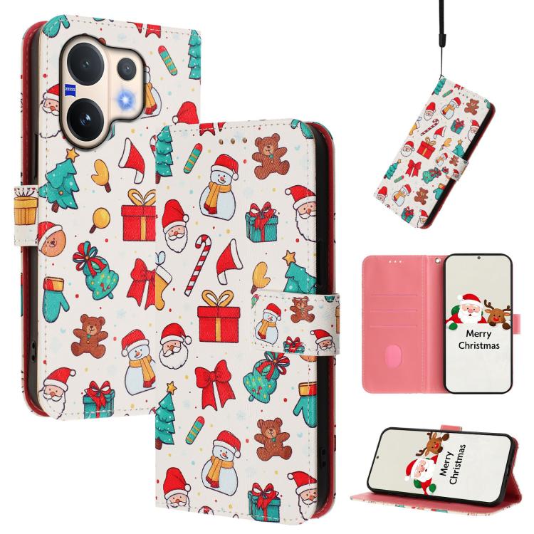 Christmas Series Buckle Leather Phone Case with Hand Strap, For vivo X300 Pro 5G, For vivo X300 5G, For vivo Y31 5G Global, For vivo V60 Lite 5G Global, For vivo Y400 5G, For vivo V60 5G