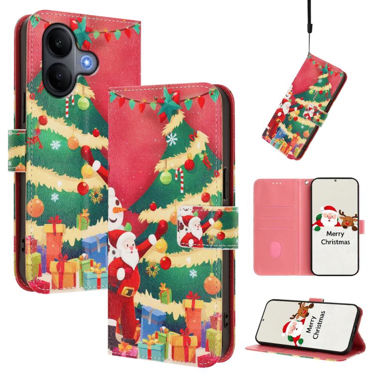 Christmas Series Buckle Leather Phone Case with Hand Strap, For vivo X300 Pro 5G, For vivo X300 5G, For vivo Y31 5G Global, For vivo V60 Lite 5G Global, For vivo Y400 5G, For vivo V60 5G