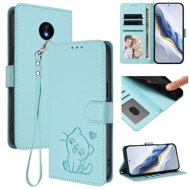 Embossed Heart Cat Leather Phone Case with Hand Strap, For Nokia G21 4G / G11 4G, For Nokia C30, For Nokia XR20, For Nokia C20 / C10