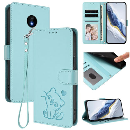 Embossed Heart Cat Leather Phone Case with Hand Strap, For Nokia G21 4G / G11 4G, For Nokia C30, For Nokia XR20, For Nokia C20 / C10