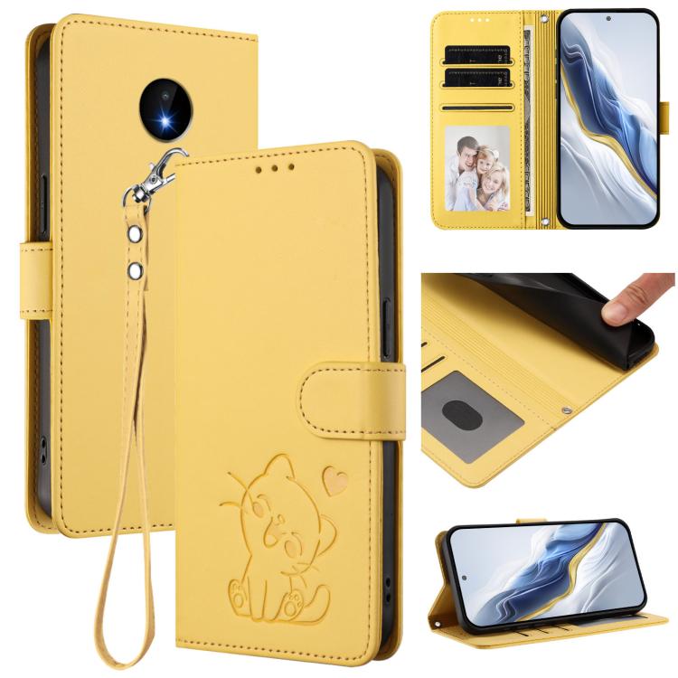 Embossed Heart Cat Leather Phone Case with Hand Strap, For Nokia G21 4G / G11 4G, For Nokia C30, For Nokia XR20, For Nokia C20 / C10