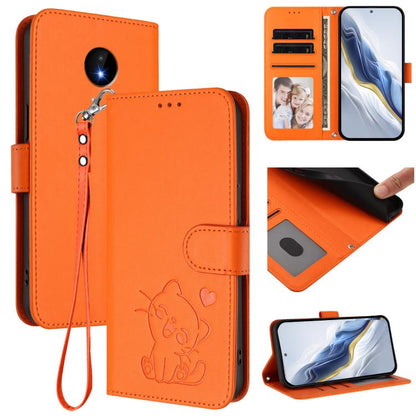 Embossed Heart Cat Leather Phone Case with Hand Strap, For Nokia G21 4G / G11 4G, For Nokia C30, For Nokia XR20, For Nokia C20 / C10
