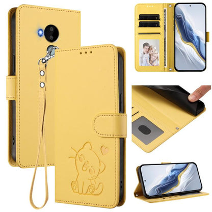 Embossed Heart Cat Leather Phone Case with Hand Strap, For Nokia G21 4G / G11 4G, For Nokia C30, For Nokia XR20, For Nokia C20 / C10