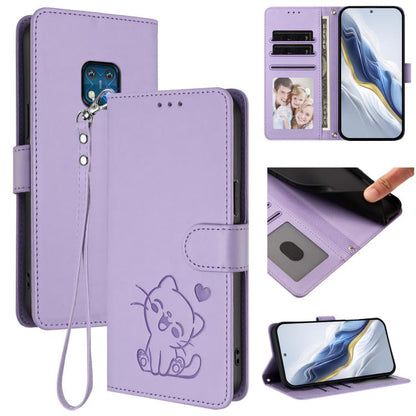 Embossed Heart Cat Leather Phone Case with Hand Strap, For Nokia G21 4G / G11 4G, For Nokia C30, For Nokia XR20, For Nokia C20 / C10