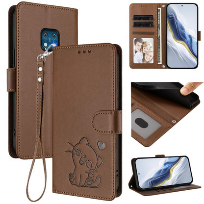Embossed Heart Cat Leather Phone Case with Hand Strap, For Nokia G21 4G / G11 4G, For Nokia C30, For Nokia XR20, For Nokia C20 / C10