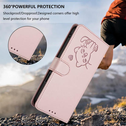Embossed Heart Cat Leather Phone Case with Hand Strap, For Sony Xperia 5 IV, For Sony Xperia 10 IV