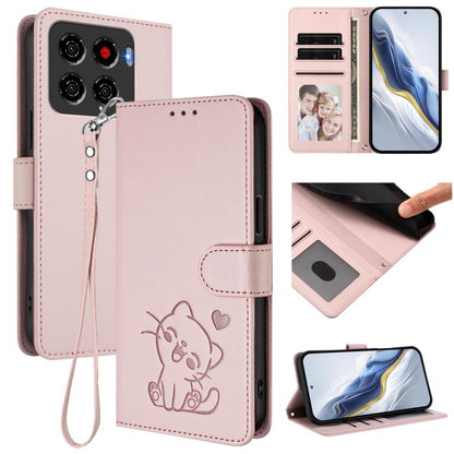 Embossed Heart Cat Leather Phone Case with Hand Strap, For ZTE nubia Neo 5 5G, For ZTE nubia Neo 5 GT 5G, For ZTE nubia P7 Pro 5G / Optus X Value 5G, For ZTE nubia P9 Pro 5G / Optus X Pro 2 5G, For ZTE nubia RedMagic 11 Air                             ...