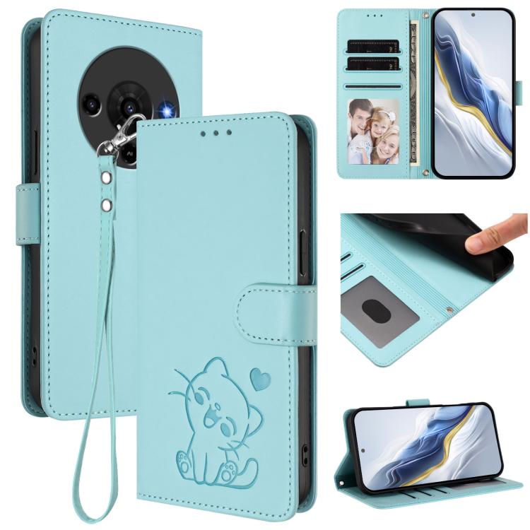 Embossed Heart Cat Leather Phone Case with Hand Strap, For ZTE nubia Neo 5 5G, For ZTE nubia Neo 5 GT 5G, For ZTE nubia P7 Pro 5G / Optus X Value 5G, For ZTE nubia P9 Pro 5G / Optus X Pro 2 5G, For ZTE nubia RedMagic 11 Air                             ...