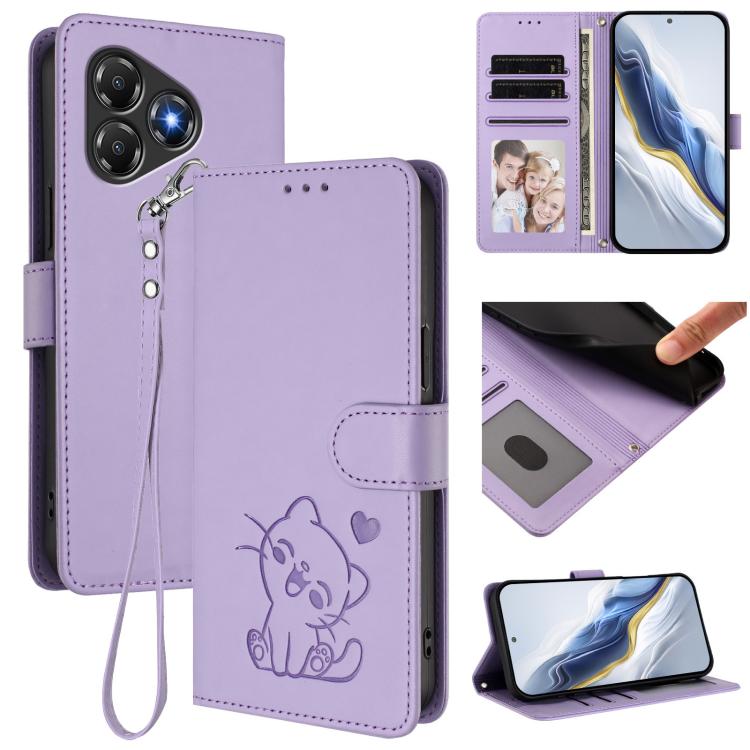 Embossed Heart Cat Leather Phone Case with Hand Strap, For ZTE Blade A36 4G, For ZTE Blade A56 4G, For ZTE nubia Neo 3, For ZTE nubia RedMagic 10 Air, For ZTE Kantan Sumaho 4 A402ZT, For ZTE Blade V60 4G / Axon 60 4G, For ZTE Blade A35e                ...
