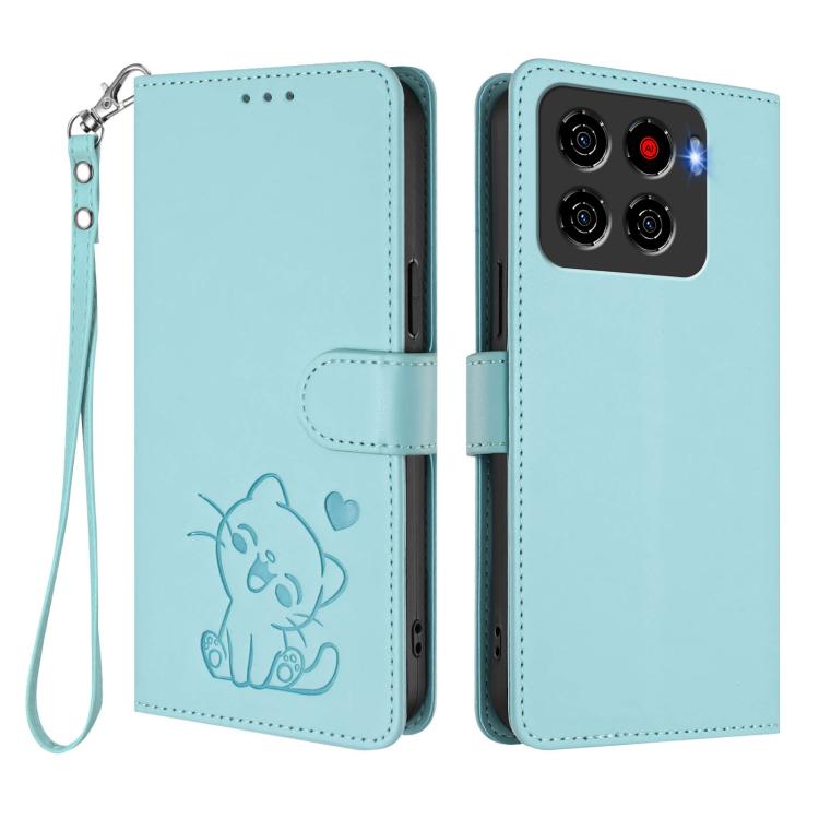 Embossed Heart Cat Leather Phone Case with Hand Strap, For ZTE Blade A36 4G, For ZTE Blade A56 4G, For ZTE nubia Neo 3, For ZTE nubia RedMagic 10 Air, For ZTE Kantan Sumaho 4 A402ZT, For ZTE Blade V60 4G / Axon 60 4G, For ZTE Blade A35e                ...