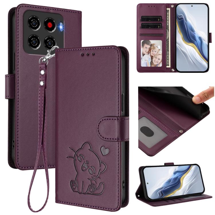 Embossed Heart Cat Leather Phone Case with Hand Strap, For ZTE Blade A36 4G, For ZTE Blade A56 4G, For ZTE nubia Neo 3, For ZTE nubia RedMagic 10 Air, For ZTE Kantan Sumaho 4 A402ZT, For ZTE Blade V60 4G / Axon 60 4G, For ZTE Blade A35e                ...