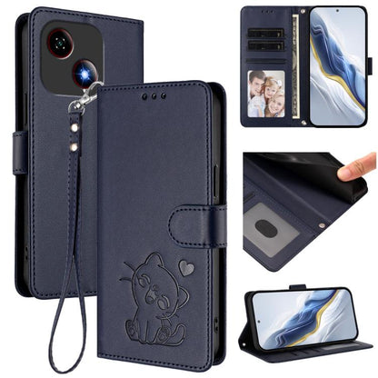 Embossed Heart Cat Leather Phone Case with Hand Strap, For ZTE Blade A36 4G, For ZTE Blade A56 4G, For ZTE nubia Neo 3, For ZTE nubia RedMagic 10 Air, For ZTE Kantan Sumaho 4 A402ZT, For ZTE Blade V60 4G / Axon 60 4G, For ZTE Blade A35e                ...