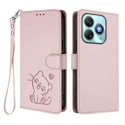 Embossed Heart Cat Leather Phone Case with Hand Strap, For ZTE Blade A75 4G, For ZTE Blade A35 / A55, For ZTE nubia Focus Pro 5G, For ZTE nubia Z60 Ultra, For ZTE Blade A73 5G, For ZTE Blade A73 4G, For ZTE Blade V50 Vita, For ZTE Blade A53 / A53+     ...