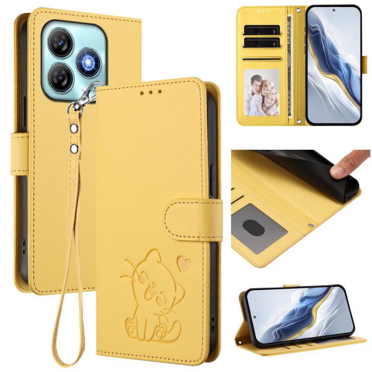 Embossed Heart Cat Leather Phone Case with Hand Strap, For ZTE Blade A75 4G, For ZTE Blade A35 / A55, For ZTE nubia Focus Pro 5G, For ZTE nubia Z60 Ultra, For ZTE Blade A73 5G, For ZTE Blade A73 4G, For ZTE Blade V50 Vita, For ZTE Blade A53 / A53+     ...