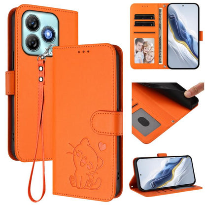 Embossed Heart Cat Leather Phone Case with Hand Strap, For ZTE Blade A75 4G, For ZTE Blade A35 / A55, For ZTE nubia Focus Pro 5G, For ZTE nubia Z60 Ultra, For ZTE Blade A73 5G, For ZTE Blade A73 4G, For ZTE Blade V50 Vita, For ZTE Blade A53 / A53+     ...