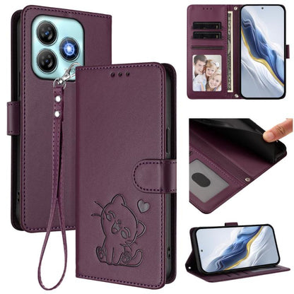 Embossed Heart Cat Leather Phone Case with Hand Strap, For ZTE Blade A75 4G, For ZTE Blade A35 / A55, For ZTE nubia Focus Pro 5G, For ZTE nubia Z60 Ultra, For ZTE Blade A73 5G, For ZTE Blade A73 4G, For ZTE Blade V50 Vita, For ZTE Blade A53 / A53+     ...