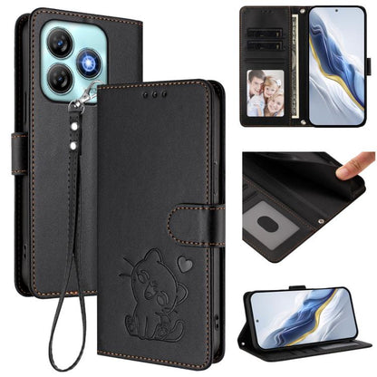 Embossed Heart Cat Leather Phone Case with Hand Strap, For ZTE Blade A75 4G, For ZTE Blade A35 / A55, For ZTE nubia Focus Pro 5G, For ZTE nubia Z60 Ultra, For ZTE Blade A73 5G, For ZTE Blade A73 4G, For ZTE Blade V50 Vita, For ZTE Blade A53 / A53+     ...