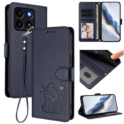 Embossed Heart Cat Leather Phone Case with Hand Strap, For ZTE Blade A75 4G, For ZTE Blade A35 / A55, For ZTE nubia Focus Pro 5G, For ZTE nubia Z60 Ultra, For ZTE Blade A73 5G, For ZTE Blade A73 4G, For ZTE Blade V50 Vita, For ZTE Blade A53 / A53+     ...
