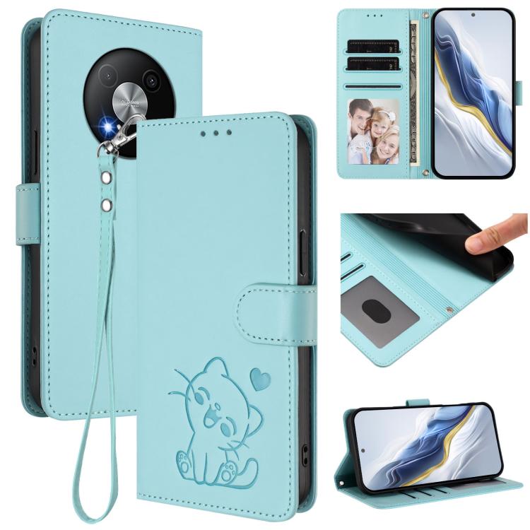 Embossed Heart Cat Leather Phone Case with Hand Strap, For ZTE Blade A75 4G, For ZTE Blade A35 / A55, For ZTE nubia Focus Pro 5G, For ZTE nubia Z60 Ultra, For ZTE Blade A73 5G, For ZTE Blade A73 4G, For ZTE Blade V50 Vita, For ZTE Blade A53 / A53+     ...