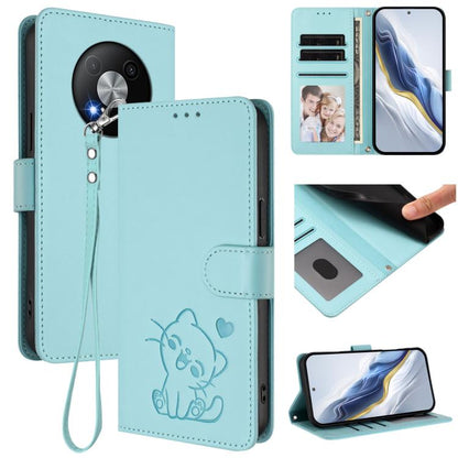 Embossed Heart Cat Leather Phone Case with Hand Strap, For ZTE Blade A75 4G, For ZTE Blade A35 / A55, For ZTE nubia Focus Pro 5G, For ZTE nubia Z60 Ultra, For ZTE Blade A73 5G, For ZTE Blade A73 4G, For ZTE Blade V50 Vita, For ZTE Blade A53 / A53+     ...