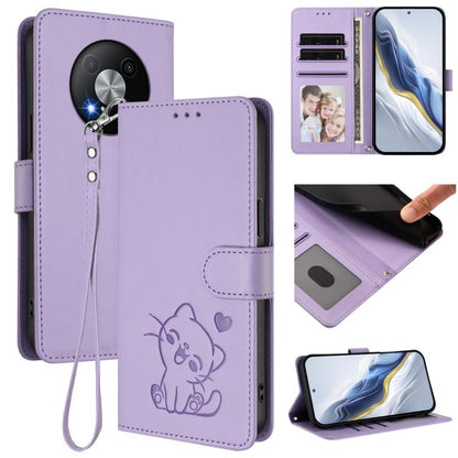 Embossed Heart Cat Leather Phone Case with Hand Strap, For ZTE Blade A75 4G, For ZTE Blade A35 / A55, For ZTE nubia Focus Pro 5G, For ZTE nubia Z60 Ultra, For ZTE Blade A73 5G, For ZTE Blade A73 4G, For ZTE Blade V50 Vita, For ZTE Blade A53 / A53+     ...