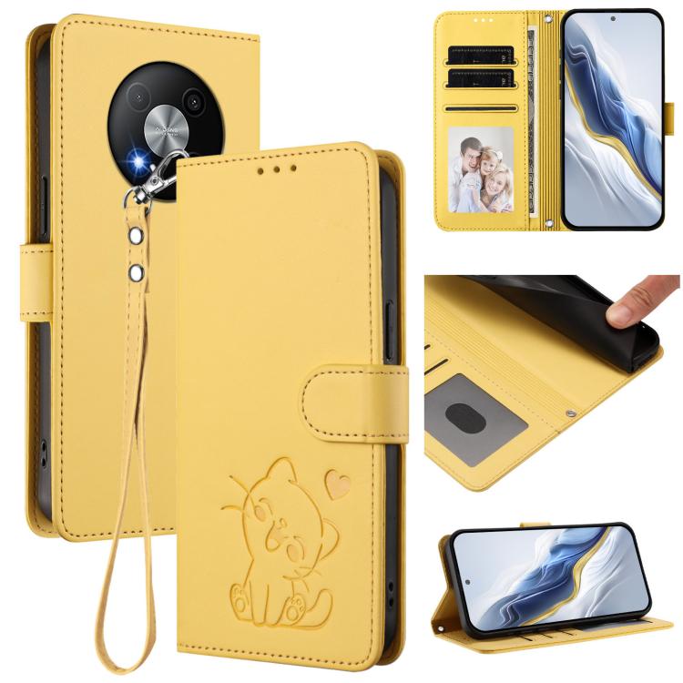 Embossed Heart Cat Leather Phone Case with Hand Strap, For ZTE Blade A75 4G, For ZTE Blade A35 / A55, For ZTE nubia Focus Pro 5G, For ZTE nubia Z60 Ultra, For ZTE Blade A73 5G, For ZTE Blade A73 4G, For ZTE Blade V50 Vita, For ZTE Blade A53 / A53+     ...
