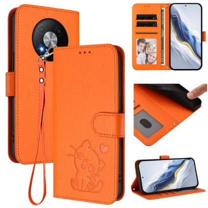 Embossed Heart Cat Leather Phone Case with Hand Strap, For ZTE Blade A75 4G, For ZTE Blade A35 / A55, For ZTE nubia Focus Pro 5G, For ZTE nubia Z60 Ultra, For ZTE Blade A73 5G, For ZTE Blade A73 4G, For ZTE Blade V50 Vita, For ZTE Blade A53 / A53+     ...