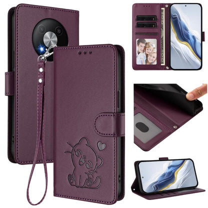 Embossed Heart Cat Leather Phone Case with Hand Strap, For ZTE Blade A75 4G, For ZTE Blade A35 / A55, For ZTE nubia Focus Pro 5G, For ZTE nubia Z60 Ultra, For ZTE Blade A73 5G, For ZTE Blade A73 4G, For ZTE Blade V50 Vita, For ZTE Blade A53 / A53+     ...