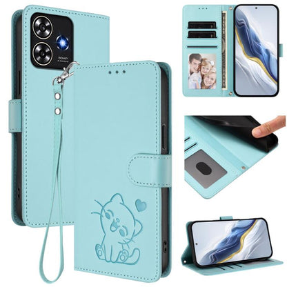 Embossed Heart Cat Leather Phone Case with Hand Strap, For ZTE Blade A75 4G, For ZTE Blade A35 / A55, For ZTE nubia Focus Pro 5G, For ZTE nubia Z60 Ultra, For ZTE Blade A73 5G, For ZTE Blade A73 4G, For ZTE Blade V50 Vita, For ZTE Blade A53 / A53+     ...