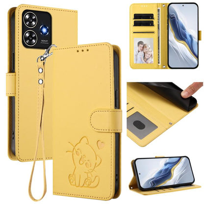 Embossed Heart Cat Leather Phone Case with Hand Strap, For ZTE Blade A75 4G, For ZTE Blade A35 / A55, For ZTE nubia Focus Pro 5G, For ZTE nubia Z60 Ultra, For ZTE Blade A73 5G, For ZTE Blade A73 4G, For ZTE Blade V50 Vita, For ZTE Blade A53 / A53+     ...