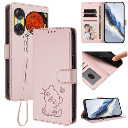 Embossed Heart Cat Leather Phone Case with Hand Strap, For ZTE Blade A36 4G, For ZTE Blade A56 4G, For ZTE nubia Neo 3, For ZTE nubia RedMagic 10 Air, For ZTE Kantan Sumaho 4 A402ZT, For ZTE Blade V60 4G / Axon 60 4G, For ZTE Blade A35e                ...