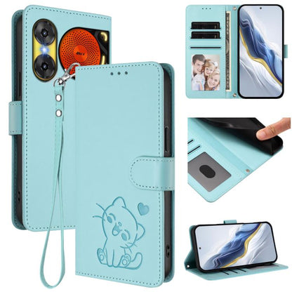 Embossed Heart Cat Leather Phone Case with Hand Strap, For ZTE Blade A36 4G, For ZTE Blade A56 4G, For ZTE nubia Neo 3, For ZTE nubia RedMagic 10 Air, For ZTE Kantan Sumaho 4 A402ZT, For ZTE Blade V60 4G / Axon 60 4G, For ZTE Blade A35e                ...