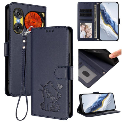 Embossed Heart Cat Leather Phone Case with Hand Strap, For ZTE Blade A36 4G, For ZTE Blade A56 4G, For ZTE nubia Neo 3, For ZTE nubia RedMagic 10 Air, For ZTE Kantan Sumaho 4 A402ZT, For ZTE Blade V60 4G / Axon 60 4G, For ZTE Blade A35e                ...