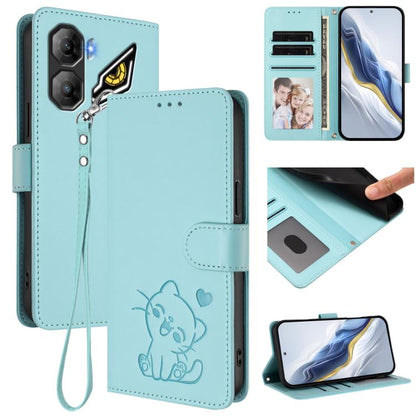 Embossed Heart Cat Leather Phone Case with Hand Strap, For ZTE Blade A36 4G, For ZTE Blade A56 4G, For ZTE nubia Neo 3, For ZTE nubia RedMagic 10 Air, For ZTE Kantan Sumaho 4 A402ZT, For ZTE Blade V60 4G / Axon 60 4G, For ZTE Blade A35e                ...