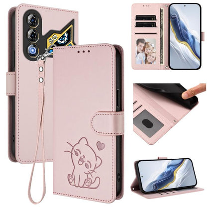 Embossed Heart Cat Leather Phone Case with Hand Strap, For ZTE Blade A36 4G, For ZTE Blade A56 4G, For ZTE nubia Neo 3, For ZTE nubia RedMagic 10 Air, For ZTE Kantan Sumaho 4 A402ZT, For ZTE Blade V60 4G / Axon 60 4G, For ZTE Blade A35e                ...