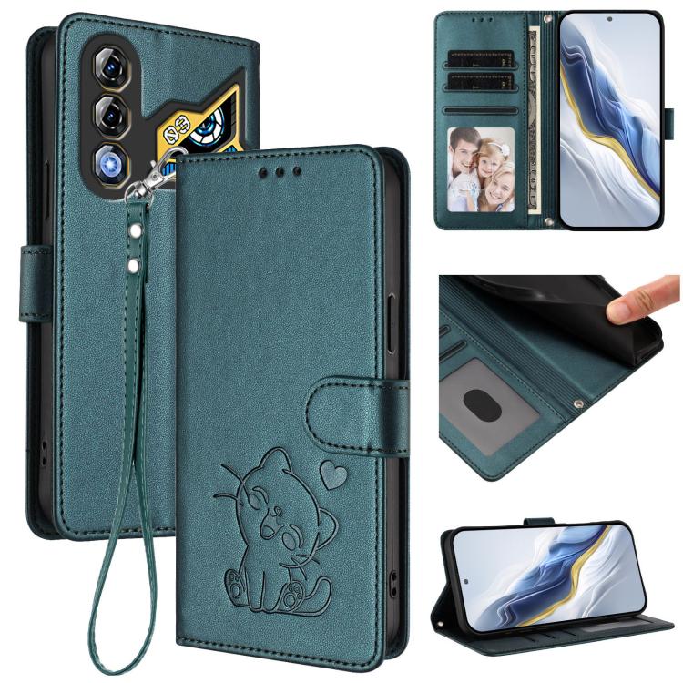 Embossed Heart Cat Leather Phone Case with Hand Strap, For ZTE Blade A36 4G, For ZTE Blade A56 4G, For ZTE nubia Neo 3, For ZTE nubia RedMagic 10 Air, For ZTE Kantan Sumaho 4 A402ZT, For ZTE Blade V60 4G / Axon 60 4G, For ZTE Blade A35e                ...