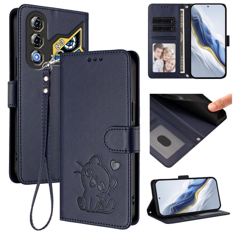 Embossed Heart Cat Leather Phone Case with Hand Strap, For ZTE Blade A36 4G, For ZTE Blade A56 4G, For ZTE nubia Neo 3, For ZTE nubia RedMagic 10 Air, For ZTE Kantan Sumaho 4 A402ZT, For ZTE Blade V60 4G / Axon 60 4G, For ZTE Blade A35e                ...