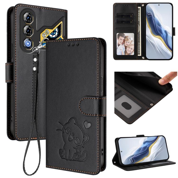 Embossed Heart Cat Leather Phone Case with Hand Strap, For ZTE Blade A36 4G, For ZTE Blade A56 4G, For ZTE nubia Neo 3, For ZTE nubia RedMagic 10 Air, For ZTE Kantan Sumaho 4 A402ZT, For ZTE Blade V60 4G / Axon 60 4G, For ZTE Blade A35e                ...