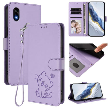 Embossed Heart Cat Leather Phone Case with Hand Strap, For ZTE Blade A36 4G, For ZTE Blade A56 4G, For ZTE nubia Neo 3, For ZTE nubia RedMagic 10 Air, For ZTE Kantan Sumaho 4 A402ZT, For ZTE Blade V60 4G / Axon 60 4G, For ZTE Blade A35e                ...