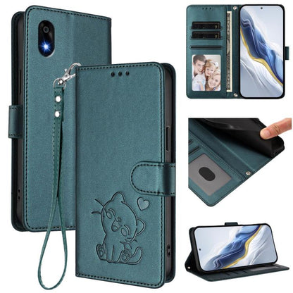 Embossed Heart Cat Leather Phone Case with Hand Strap, For ZTE Blade A36 4G, For ZTE Blade A56 4G, For ZTE nubia Neo 3, For ZTE nubia RedMagic 10 Air, For ZTE Kantan Sumaho 4 A402ZT, For ZTE Blade V60 4G / Axon 60 4G, For ZTE Blade A35e                ...