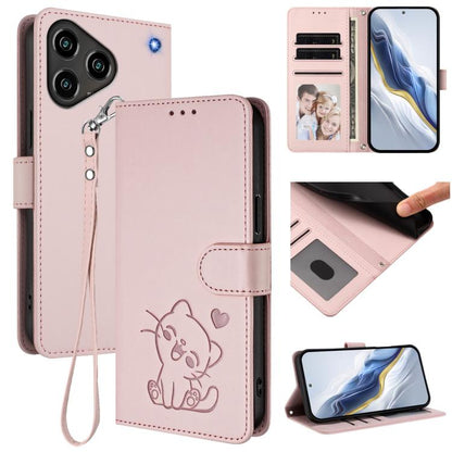 Embossed Heart Cat Leather Phone Case with Hand Strap, For ZTE nubia Neo 5 5G, For ZTE nubia Neo 5 GT 5G, For ZTE nubia P7 Pro 5G / Optus X Value 5G, For ZTE nubia P9 Pro 5G / Optus X Pro 2 5G, For ZTE nubia RedMagic 11 Air                             ...