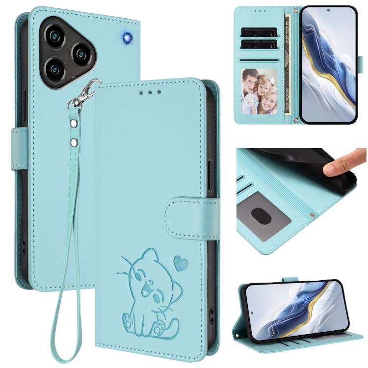 Embossed Heart Cat Leather Phone Case with Hand Strap, For ZTE nubia Neo 5 5G, For ZTE nubia Neo 5 GT 5G, For ZTE nubia P7 Pro 5G / Optus X Value 5G, For ZTE nubia P9 Pro 5G / Optus X Pro 2 5G, For ZTE nubia RedMagic 11 Air                             ...