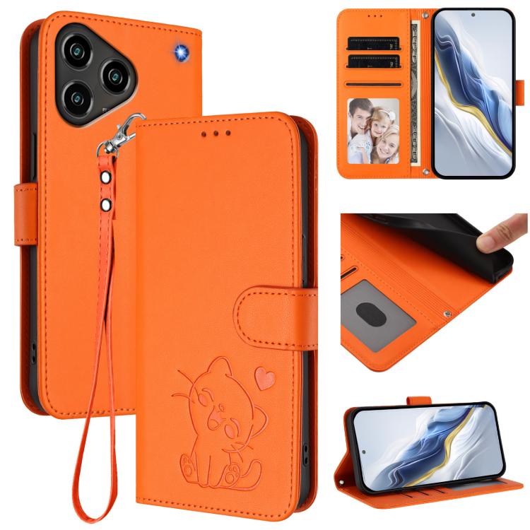 Embossed Heart Cat Leather Phone Case with Hand Strap, For ZTE nubia Neo 5 5G, For ZTE nubia Neo 5 GT 5G, For ZTE nubia P7 Pro 5G / Optus X Value 5G, For ZTE nubia P9 Pro 5G / Optus X Pro 2 5G, For ZTE nubia RedMagic 11 Air                             ...